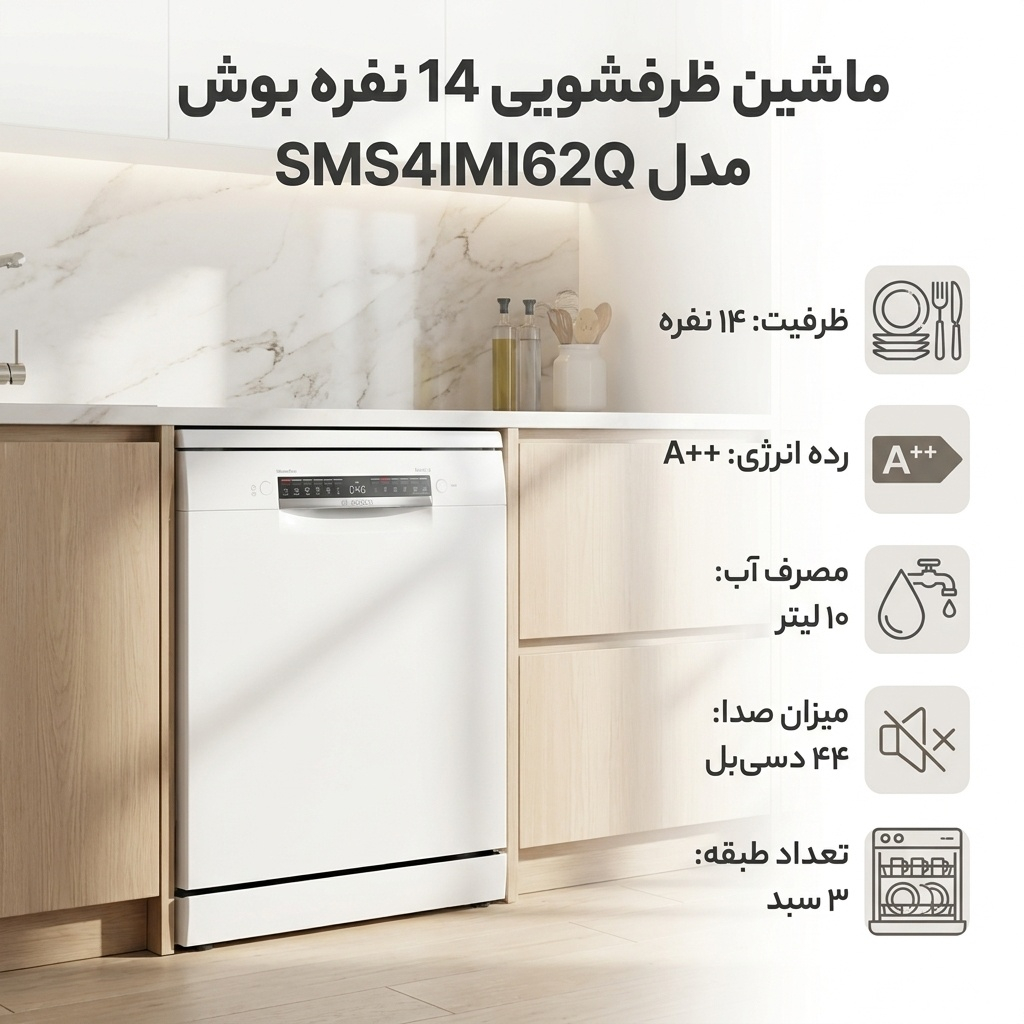 ماشین ظرفشویی 14 نفره بوش مدل SMS4IMI62Q — تصویر 4